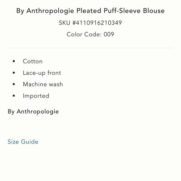 By Anthropologie Boho Print Pleated Puff Sleeve Blouse NWOT - Picture 3 of 6